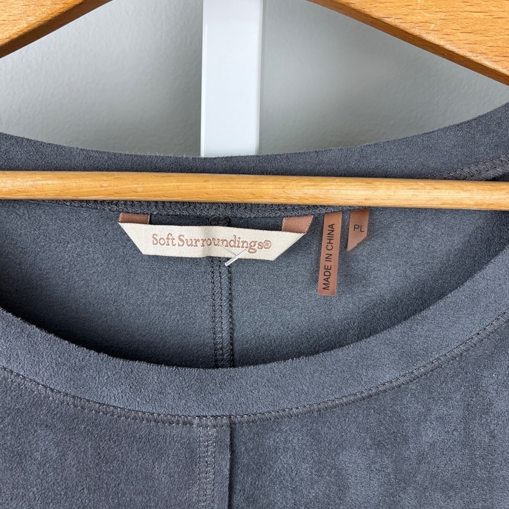 Soft Surroundings Petite Gray Shift Dress Womens PL Faux Suede Microfiber - Picture 5 of 5